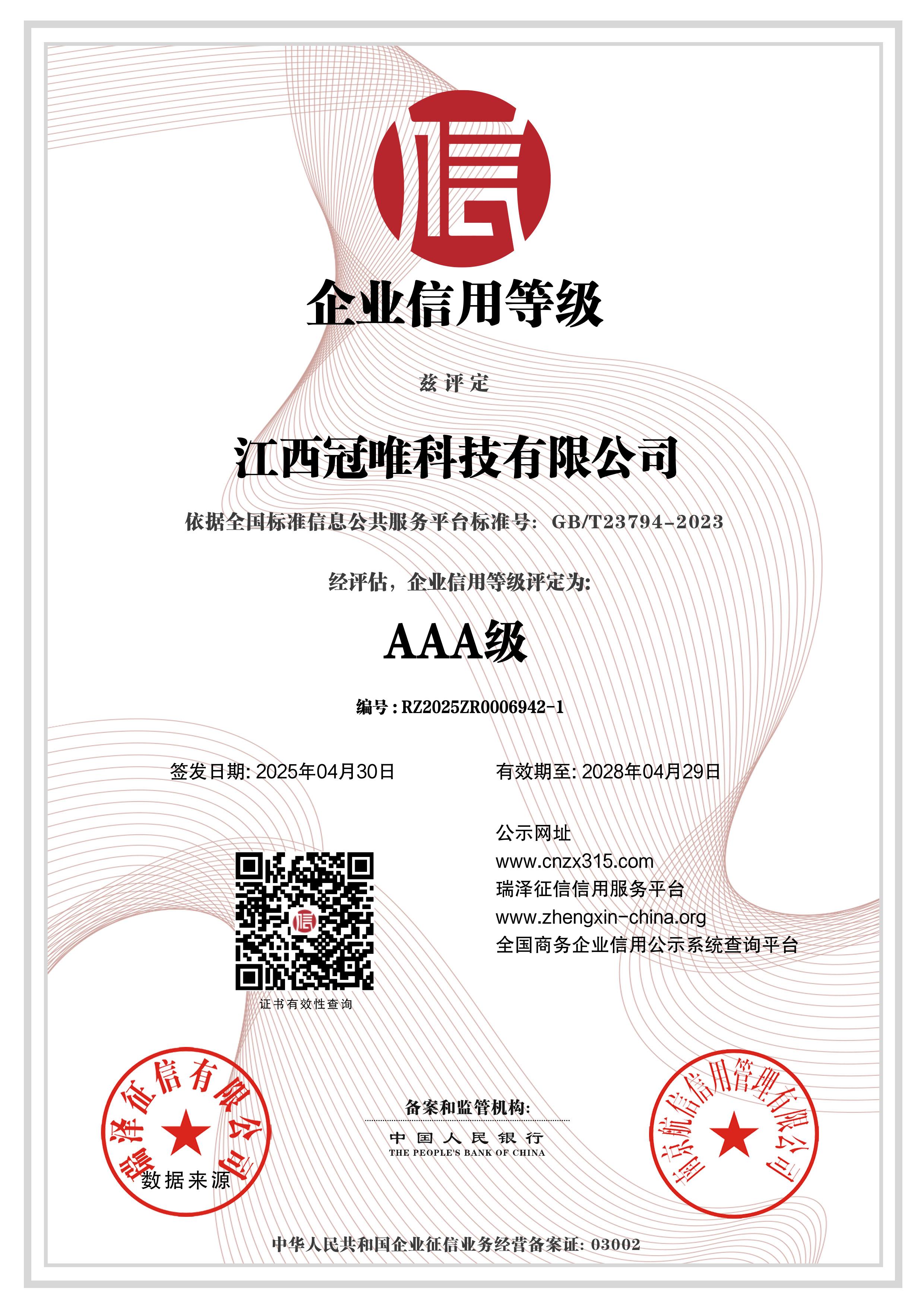 AAA-level Enterprise Credit Ra