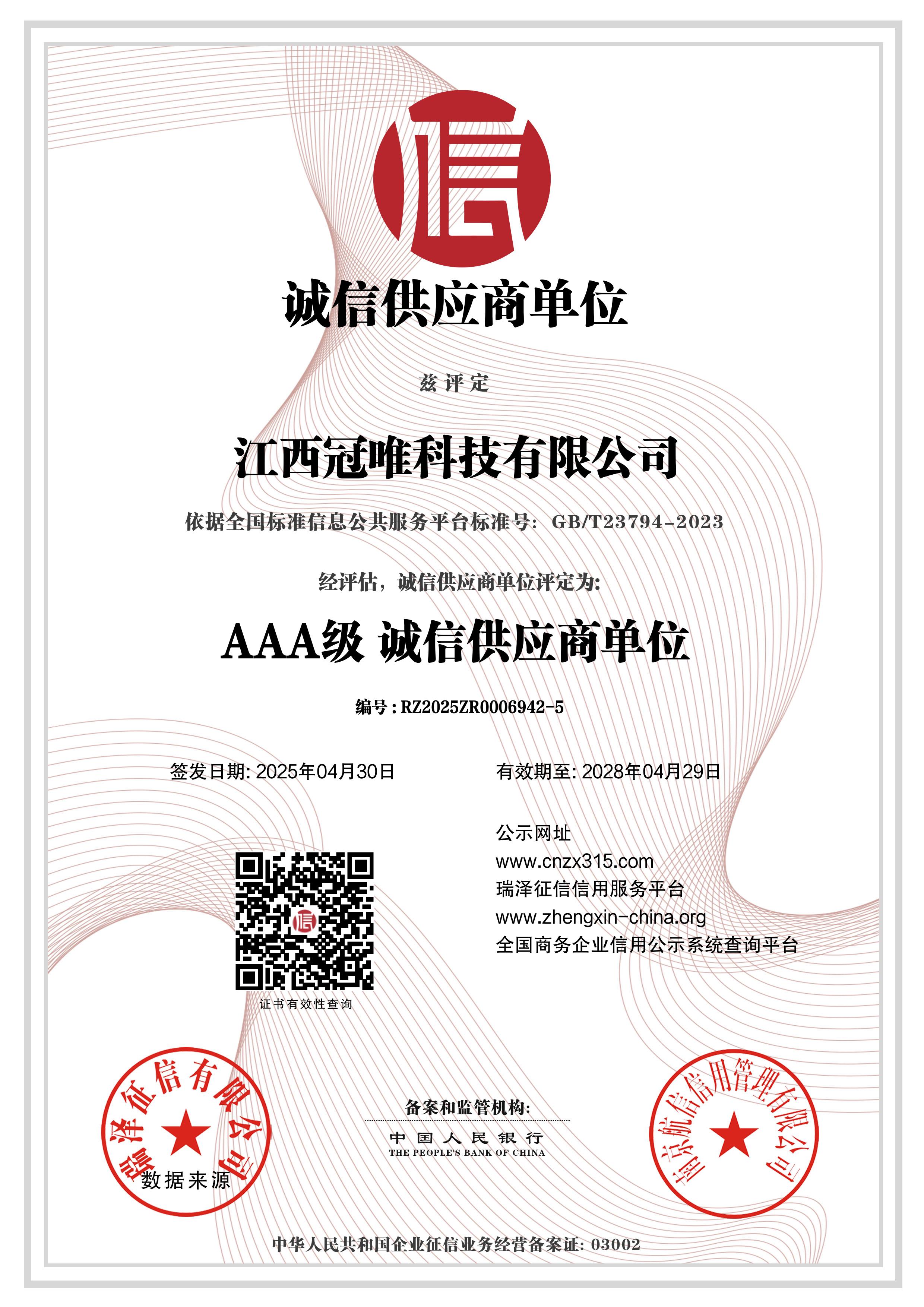 AAA - level Creditworthy Suppl